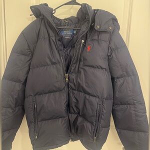 Ralph Lauren Dark Blue Puffer Jacket with Red Emblem